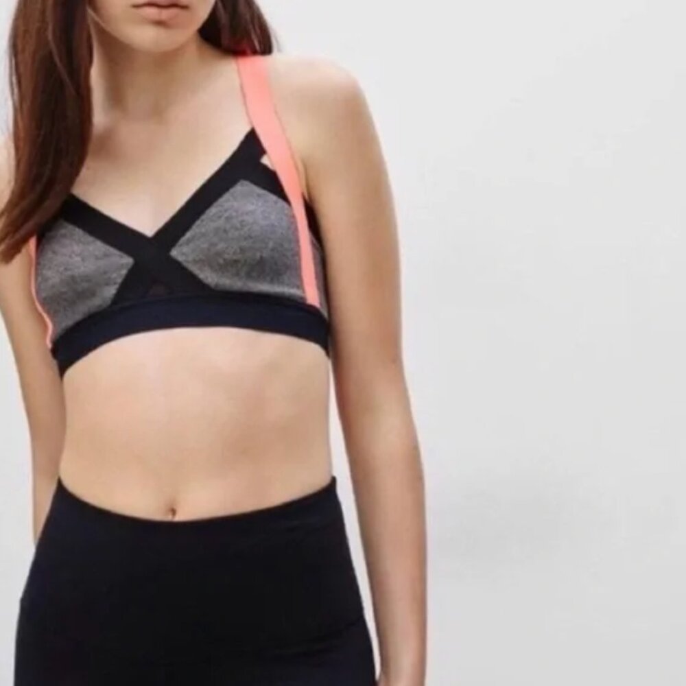 Aritzia Women's XS Activewear Stretch Mesh Sports Bra pink grey and black